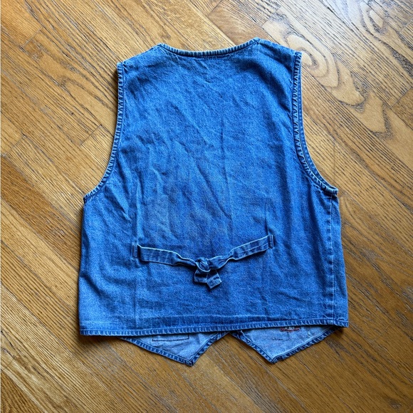 Vintage Embroidered Denim Vest with Heart and Flower Designs 90s - Picture 6 of 6
